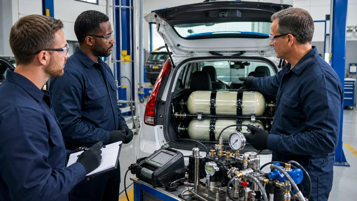 Специалисты изучают техническое обслуживание газобаллонного оборудования